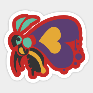 Vector Colorful Heart Drip Moth Sticker